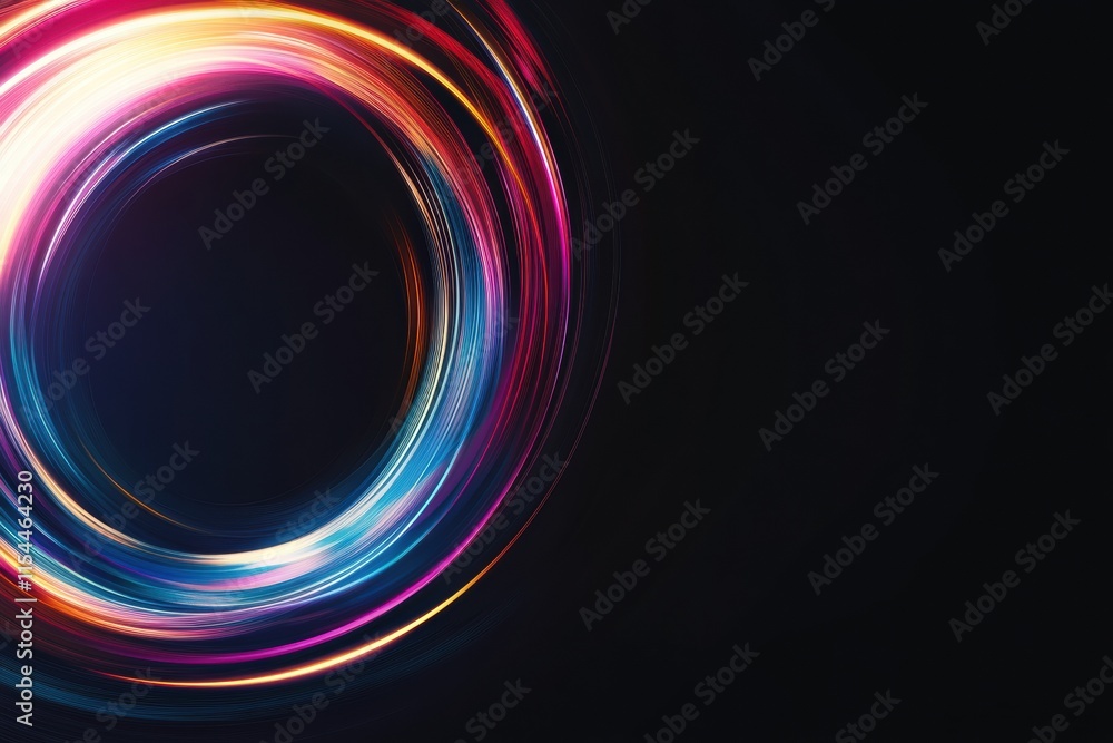 Vibrant abstract light streaks swirling in a circular pattern on a dark background. Generative AI Vibrant abstract light streaks swirling in a circular pattern on a dark background. Generative AI