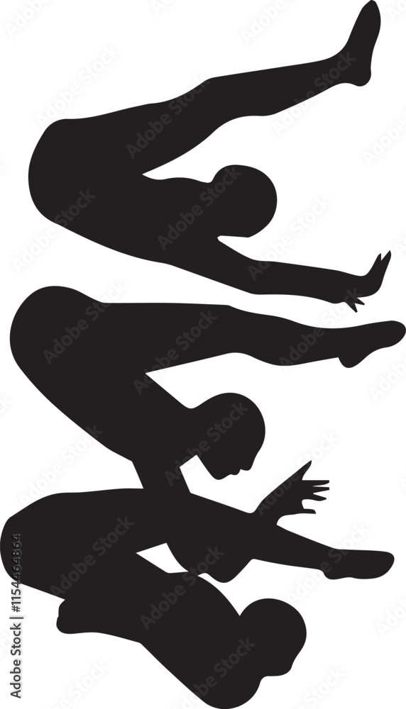 gymnast vector silhouette of isolated dynamic tumbling sequence on white background gymnast vector silhouette of isolated dynamic tumbling sequence on white background