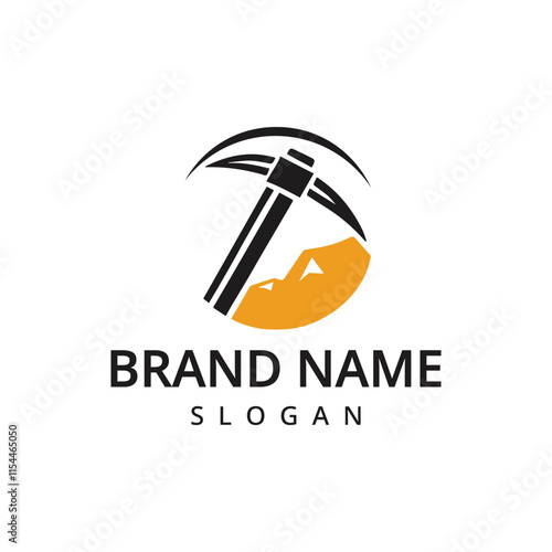 Digging logo Mining Icon design template vector illustration pickaxe logo design concept