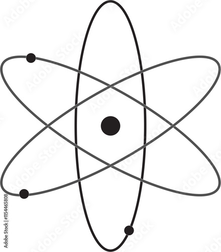 Atom vector icon with orbiting electrons. Filled flat sign for mobile concept and web design. Science symbol, logo illustration. Vector graphics, flat vector