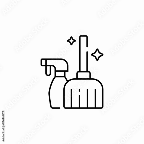 broom clean detergent icon sign vector
