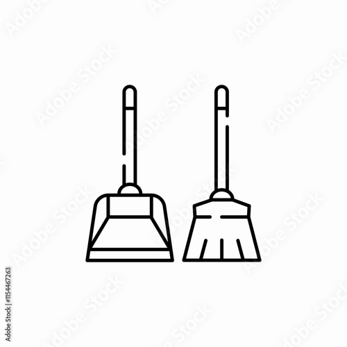 scoop broom icon sign vector