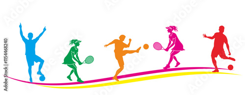 illustration of sports hobbies like football and tennis