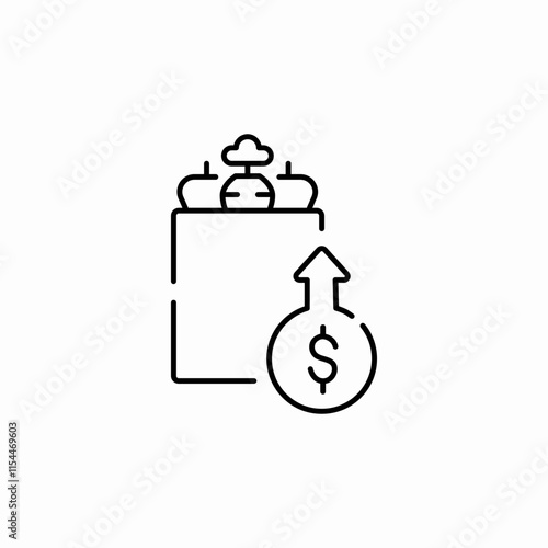 grocery prices ascending icon sign vector