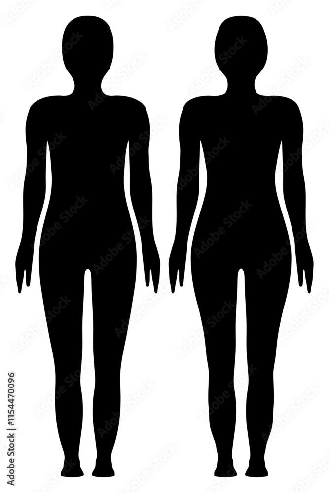 Woman and Man Gender Neutral Unisex Body Silhouette Set Woman and Man Gender Neutral Unisex Body Silhouette Set