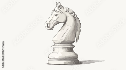 Detailed chess piece horse sketch style design for vectors photo