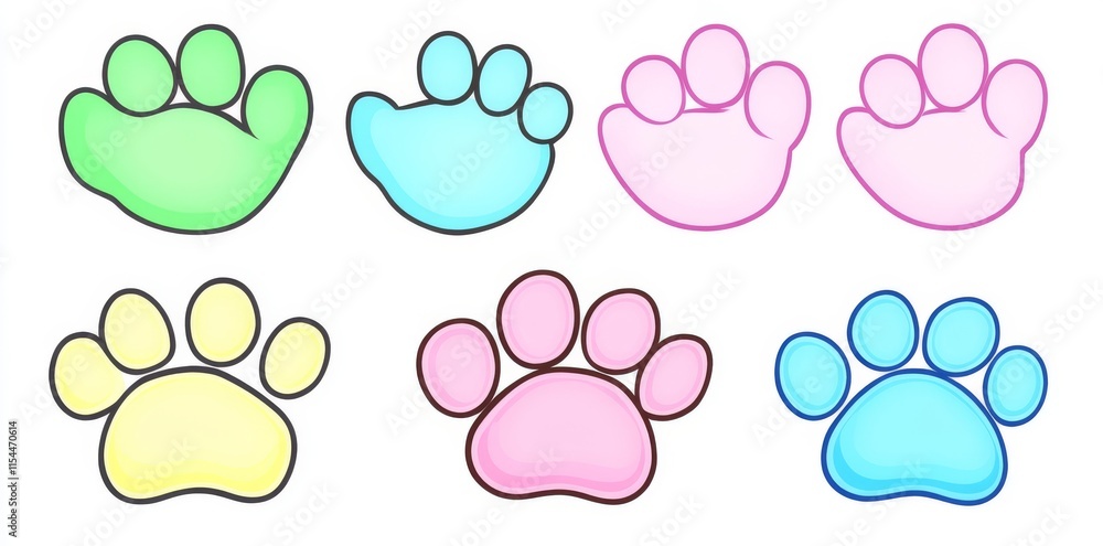 Modern cat paw icon featuring a calico kitten footprint logo, a cartoon ginger doodle illustration, and a sign Modern cat paw icon featuring a calico kitten footprint logo, a cartoon ginger doodle illustration, and a sign