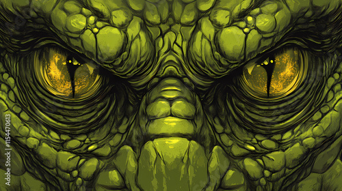 Reptilian face close up portrait - ai illustration also called reptoids, archons, reptiloids, saurians, draconians, or lizard people. Draconian. Illustration photo