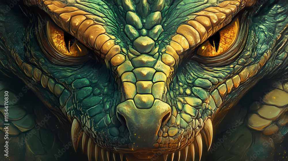 Fototapeta premium Reptilian face close up portrait - ai illustration also called reptoids, archons, reptiloids, saurians, draconians, or lizard people. Draconian. Illustration