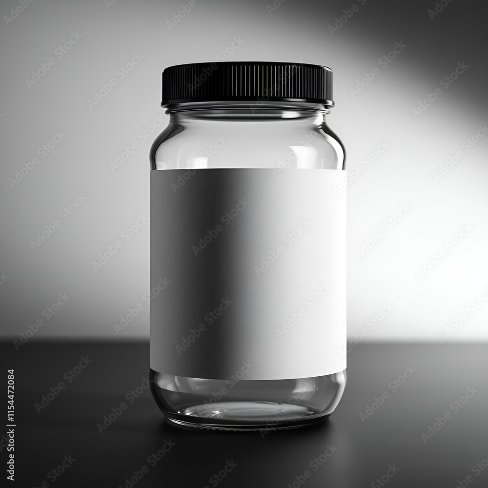 Jar mockup with blank label on a dark background for branding design Jar mockup with blank label on a dark background for branding design