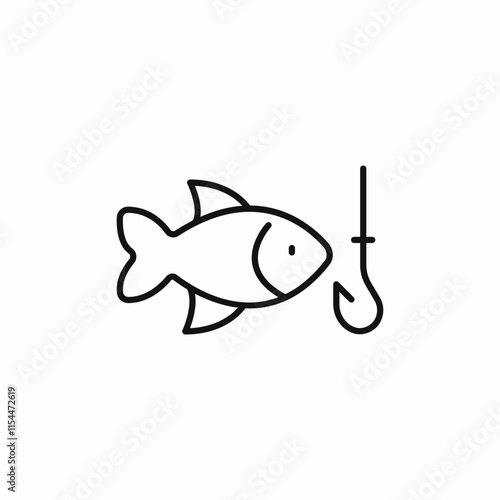 fishing hook fish icon sign vector