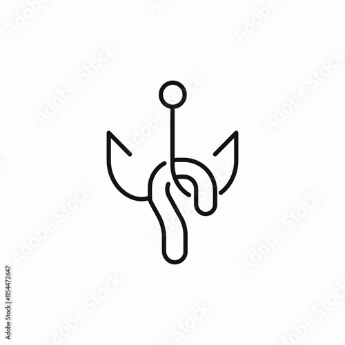 fishing hook worm icon sign vector