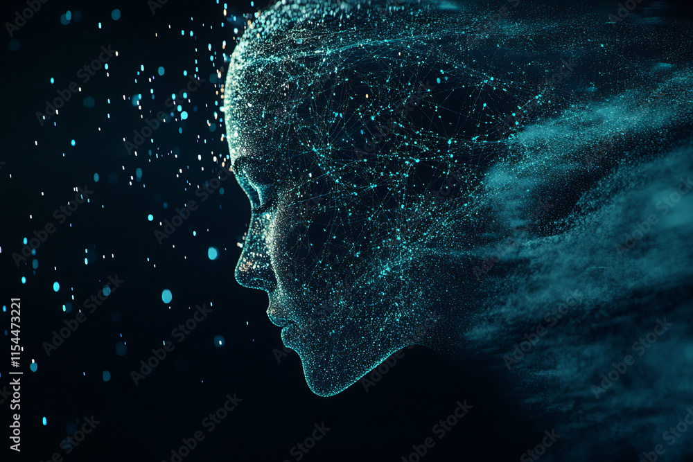 Abstract digital representation of human intelligence with glowing brain, neural connections, and futuristic concept of artificial intelligence, innovation, and technology Abstract digital representation of human intelligence with glowing brain, neural connections, and futuristic concept of artificial intelligence, innovation, and technology