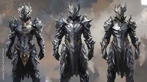 Fantasy artwork of armored warriors. Draconian. Illustration