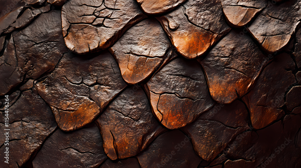 Close-up of a rough, brown, scaled surface. Draconian. Illustration Close-up of a rough, brown, scaled surface. Draconian. Illustration