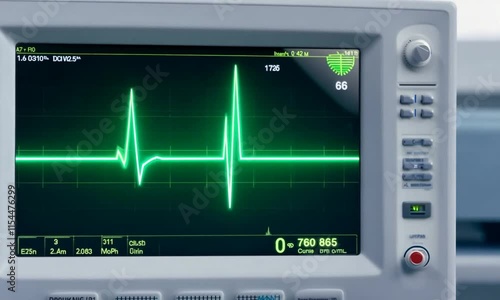 Futuristic Holographic Pulse Monitor Animation with Glowing Vital Graphs and Hospital Background Featuring Medical Staff