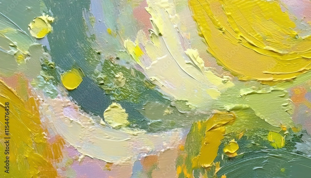 Obraz premium Bohemian Oil Paint Design with Unique Botanical Line Art in Soft Green and Reddish-Orange