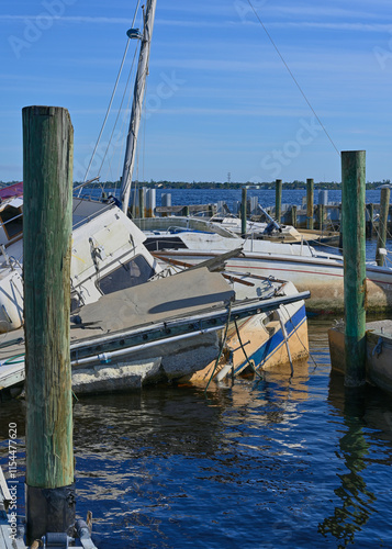 After major hurricane damage - Tampa Bay area South West Florida. Hurricanes Ian, Milton, Helene, Deby. photo