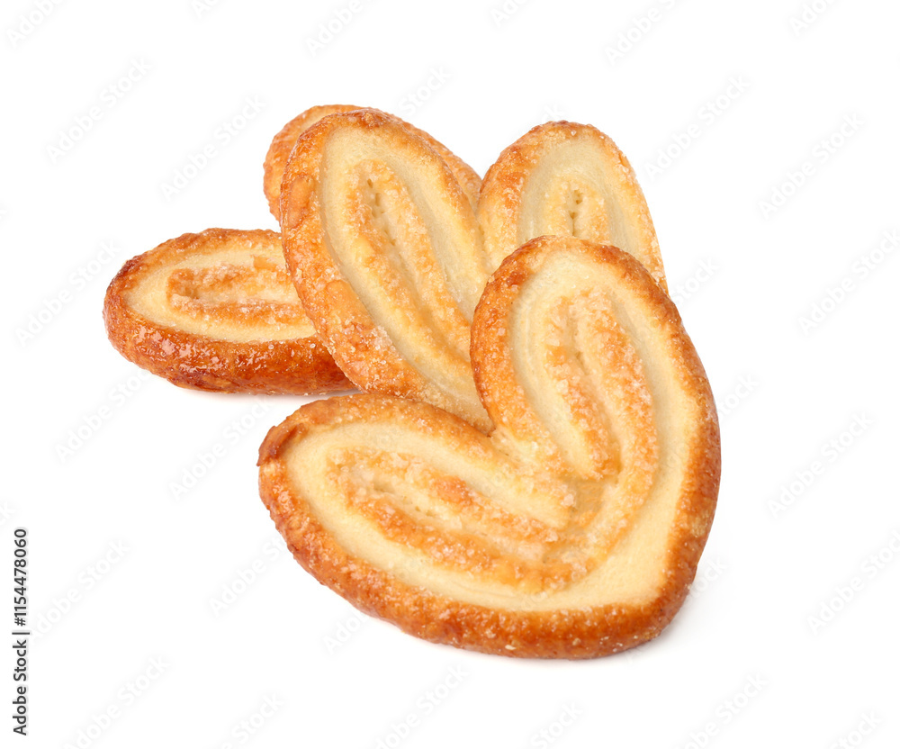 Tasty french palmier cookies isolated on white Tasty french palmier cookies isolated on white