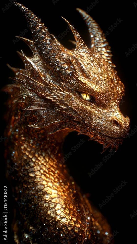Obraz premium Golden Dragon: A Majestic Creature of Myth and Legend