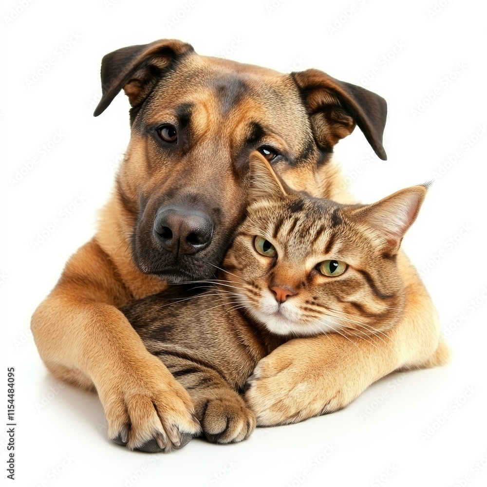 Joyful Interaction Between a Border Collie Dog and a Tabby Cat in a Close-up Shot