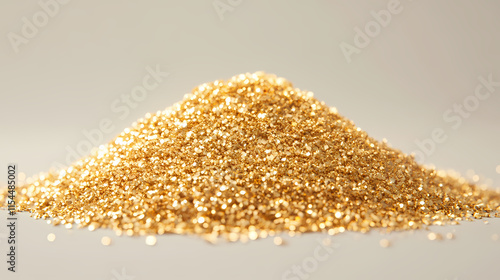 A pile of shimmering gold dust glistens under direct light, with each particle reflecting brilliance and symbolizing pure wealth and abundance. Brilliance. Illustration photo