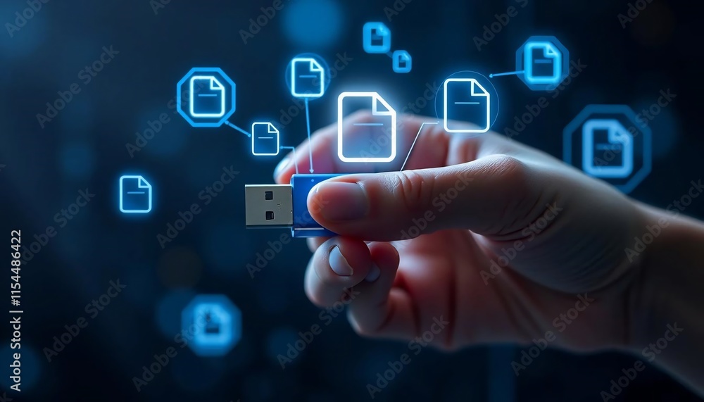 Data Storage Hand Holding USB Drive Digital Files Transfer Cloud Computing Online Backup Secure Data Storage Hand Holding USB Drive Digital Files Transfer Cloud Computing Online Backup Secure