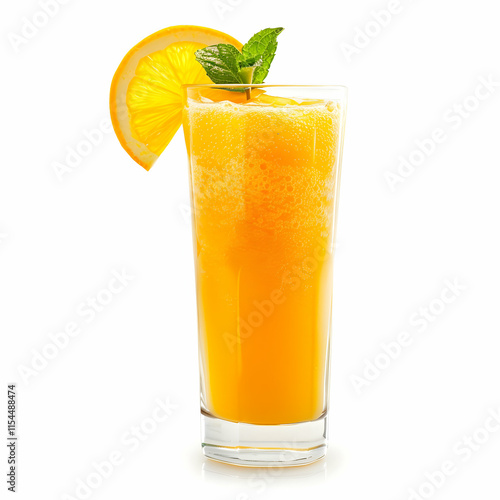 Refreshing Citrus Drink with Lemon and Mint Garnish in Glass