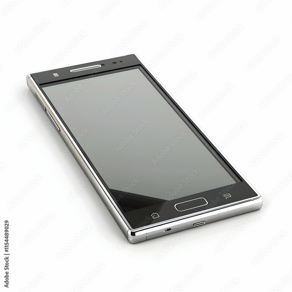 Modern Smartphone with Touchscreen Display on White Background Modern Smartphone with Touchscreen Display on White Background