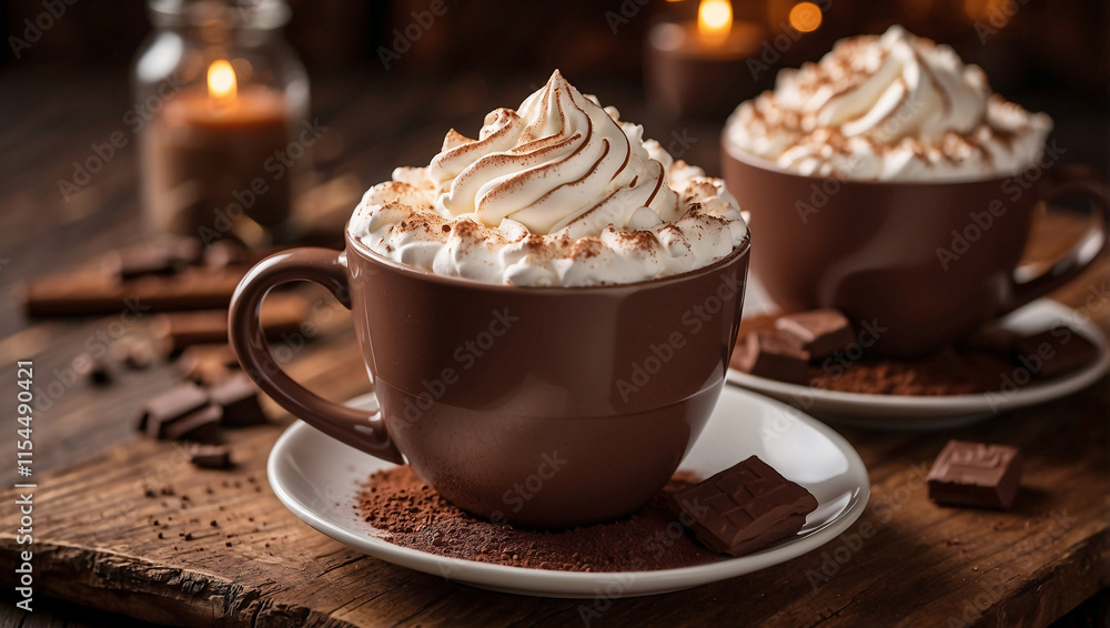 Decadent Hot Chocolate with Whipped Cream and Marshmallows Decadent Hot Chocolate with Whipped Cream and Marshmallows