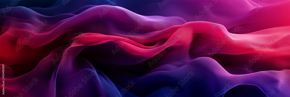 Obraz premium Abstract Colorful Fabric Waves: A Gradient of Pink, Purple, and Blue Hues
