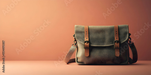 3D Render Grey Canvas Messenger Bag