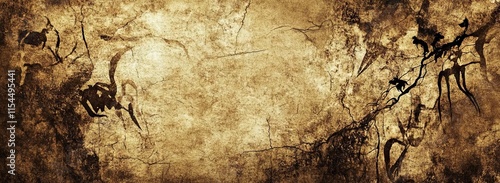 Ancient Cave Paintings: Prehistoric Art on Weathered Wall photo