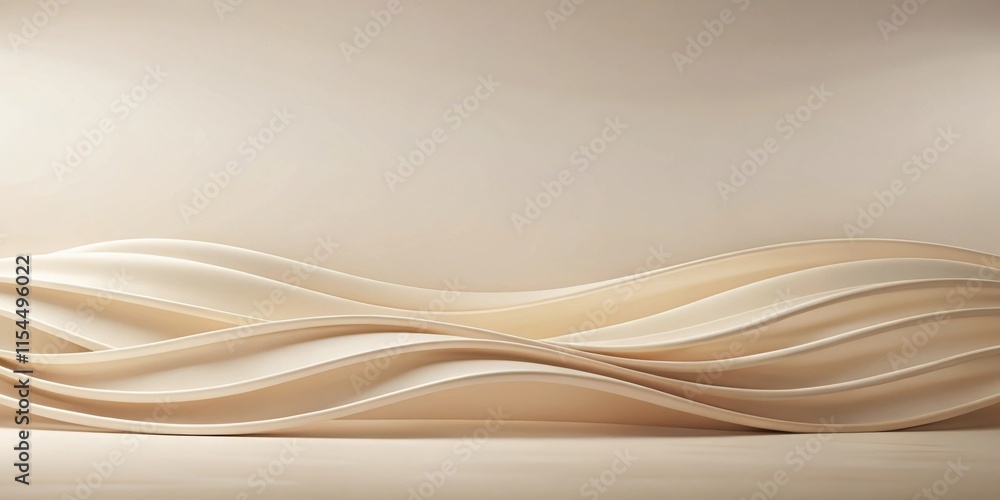 Obraz premium Abstract Creamy Beige Waves A Minimalist Background for Design and Presentation