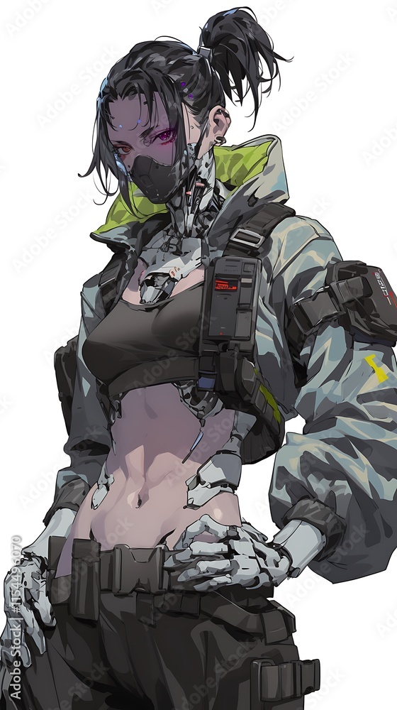 Cyberpunk female character, futuristic fashion, digital art Cyberpunk female character, futuristic fashion, digital art