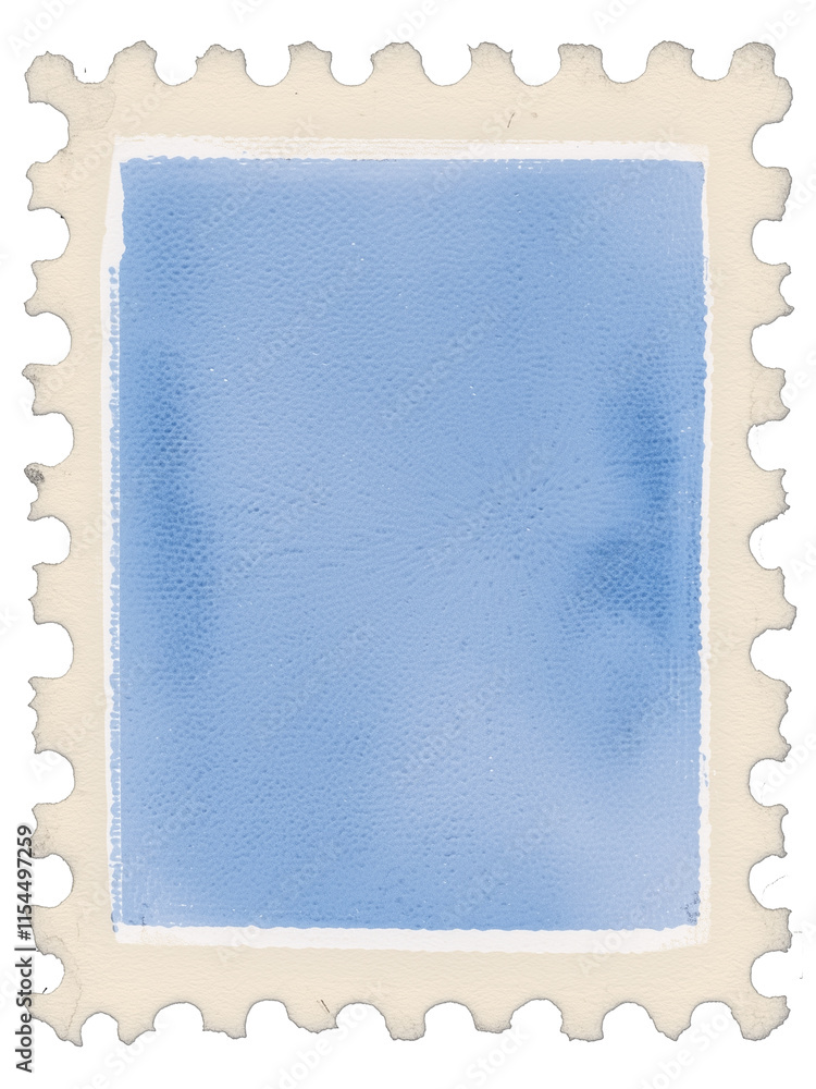 Fototapeta premium Postage stamp vintage beige and blue vertical blank postage stamp with copy space 
