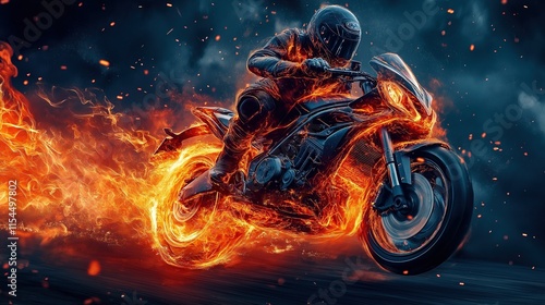 Fiery sport motorcycle abstract background