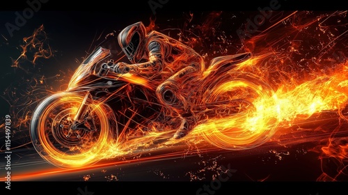 Fiery sport motorcycle abstract background