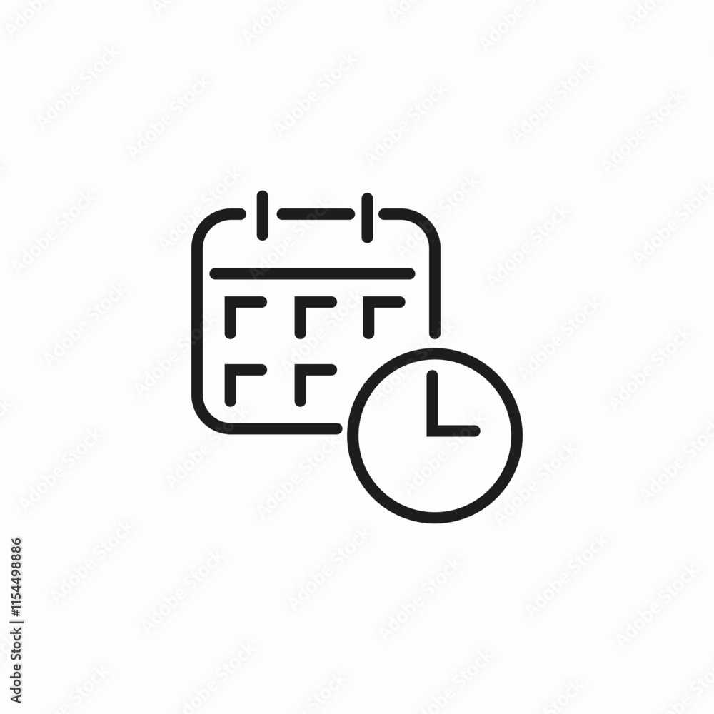 calendar clock time icon sign vector calendar clock time icon sign vector