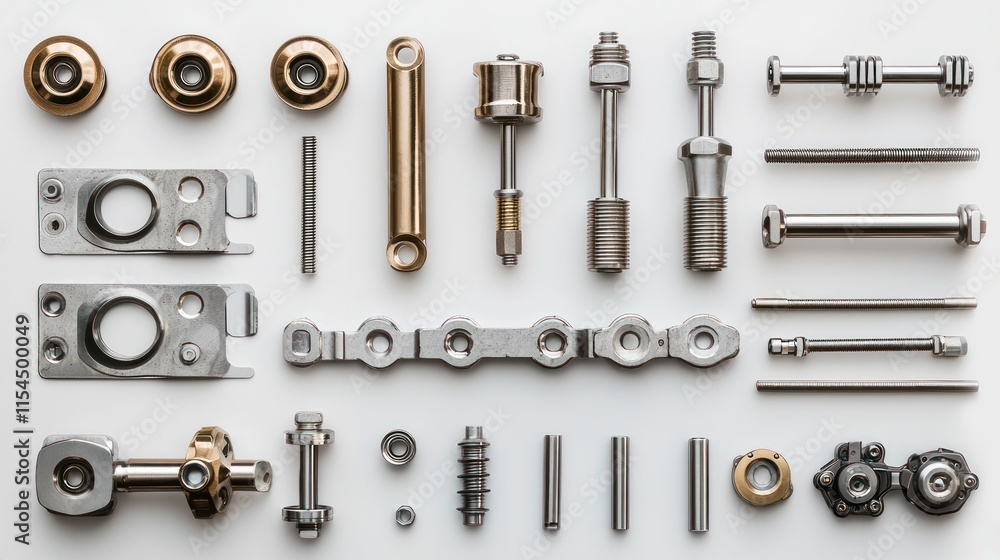 A collection of ceiling fan clamps isolated on a white background, showing the various parts required for installation. A collection of ceiling fan clamps isolated on a white background, showing the various parts required for installation.