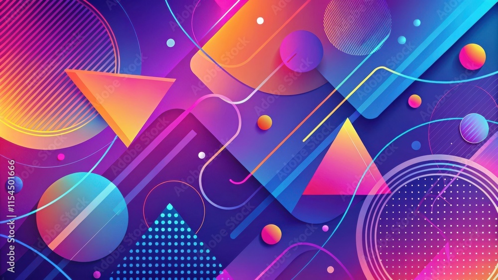 Abstract Geometric Shapes with Vibrant Hues and Dynamic Lines Abstract Geometric Shapes with Vibrant Hues and Dynamic Lines