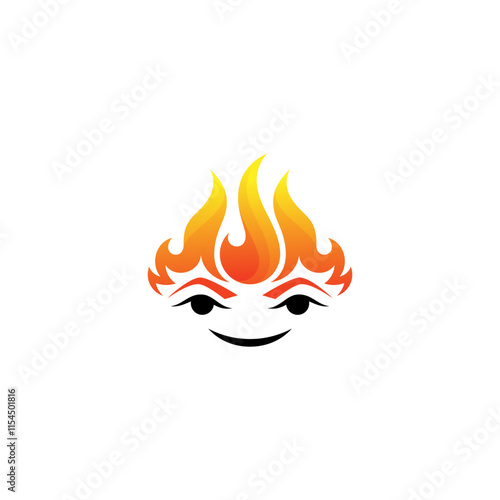 Abstract fire logo and face design combination, 3d style