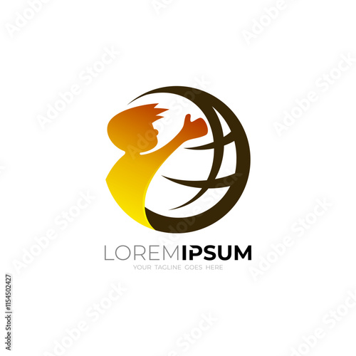 Kids logo and globe design combination, charity design