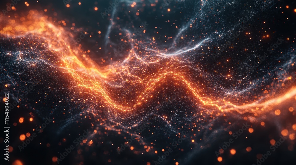 Abstract representation of energy waves with glowing particles. Abstract representation of energy waves with glowing particles.