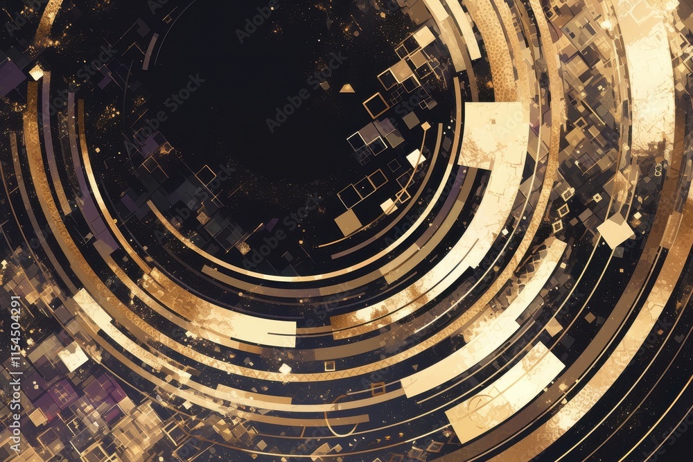 Obraz premium Abstract digital artwork featuring swirling geometric patterns and textures.