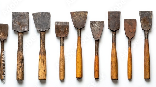 Assortment of Vintage Weathered Carpentry Tools on Rustic Workbench