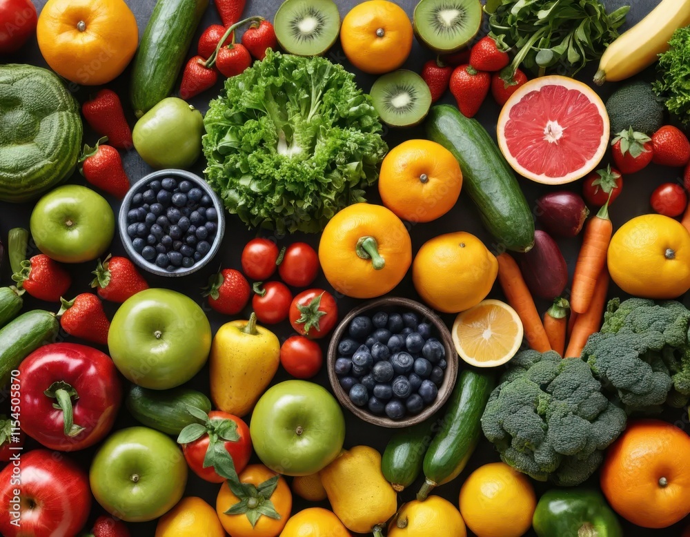 Colorful Variety of Fresh Fruits and Vegetables Colorful Variety of Fresh Fruits and Vegetables