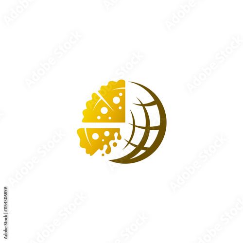 Pizza logo and globe design combination, pizzeria logos