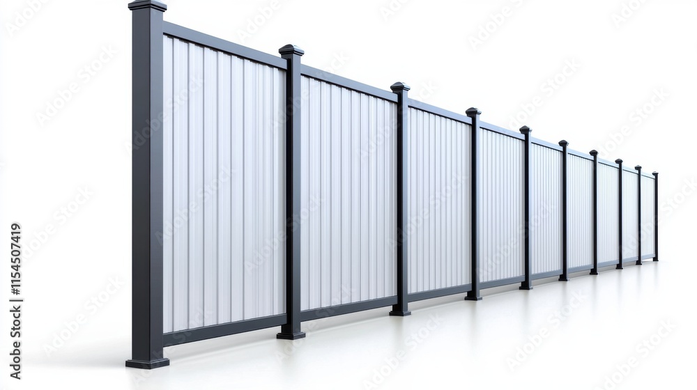 Sleek Monochrome Metal Fencing System Providing Secure Perimeter Boundary and Access Control Sleek Monochrome Metal Fencing System Providing Secure Perimeter Boundary and Access Control