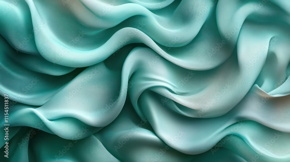 Fototapeta premium Abstract teal fabric waves.